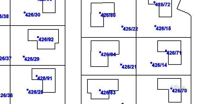Parcela st. 426/84 v KÚ Třeboradice, Katastrální mapa
