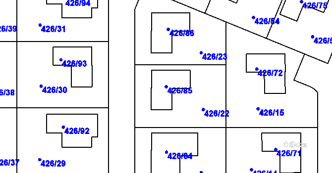 Parcela st. 426/85 v KÚ Třeboradice, Katastrální mapa
