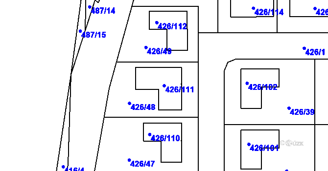 Parcela st. 426/111 v KÚ Třeboradice, Katastrální mapa