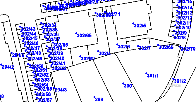 Parcela st. 302/4 v KÚ Třeboradice, Katastrální mapa