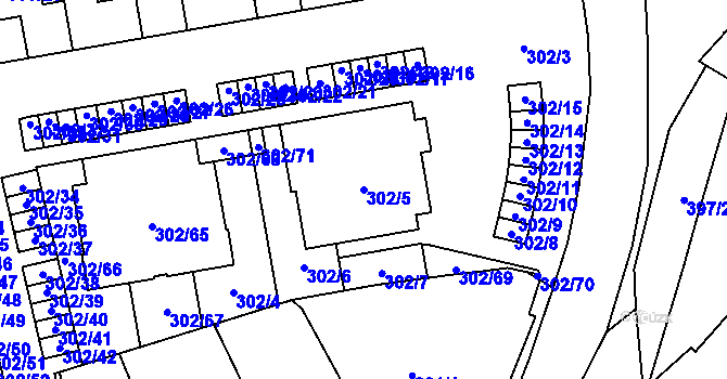 Parcela st. 302/5 v KÚ Třeboradice, Katastrální mapa
