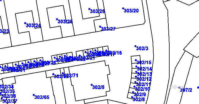 Parcela st. 302/17 v KÚ Třeboradice, Katastrální mapa