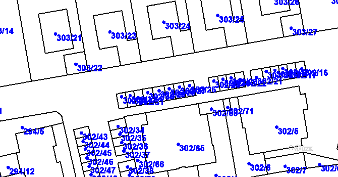 Parcela st. 302/28 v KÚ Třeboradice, Katastrální mapa