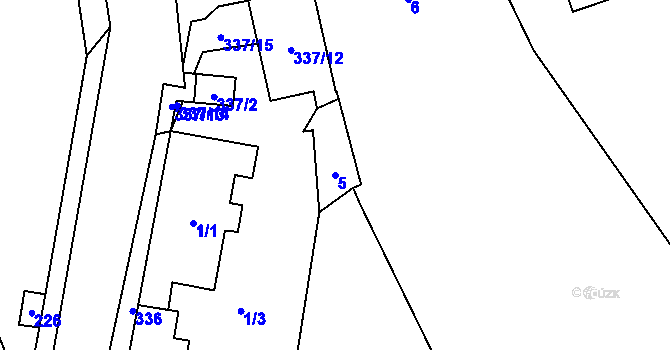 Parcela st. 5 v KÚ Miškovice, Katastrální mapa