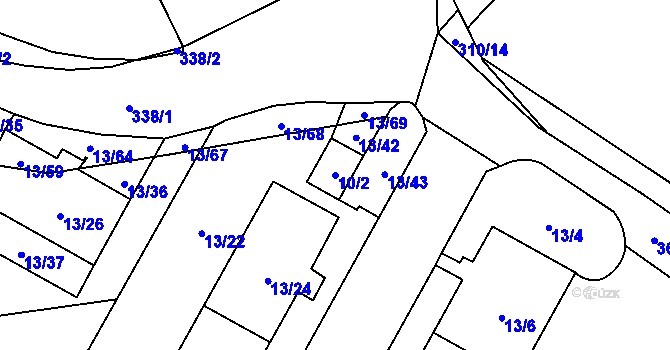 Parcela st. 10/2 v KÚ Miškovice, Katastrální mapa