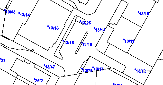 Parcela st. 13/16 v KÚ Miškovice, Katastrální mapa