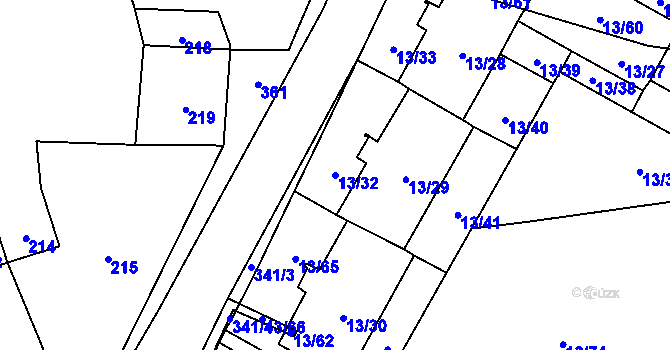 Parcela st. 13/32 v KÚ Miškovice, Katastrální mapa