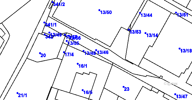 Parcela st. 13/46 v KÚ Miškovice, Katastrální mapa