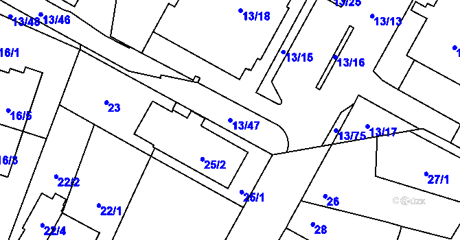 Parcela st. 13/47 v KÚ Miškovice, Katastrální mapa