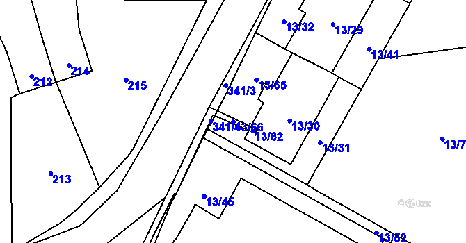 Parcela st. 13/66 v KÚ Miškovice, Katastrální mapa