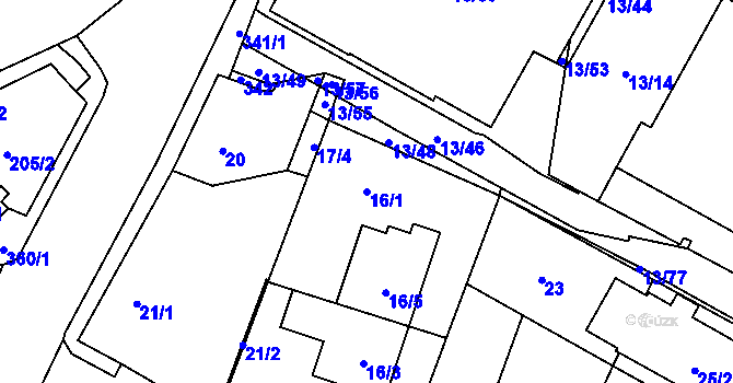 Parcela st. 16/1 v KÚ Miškovice, Katastrální mapa