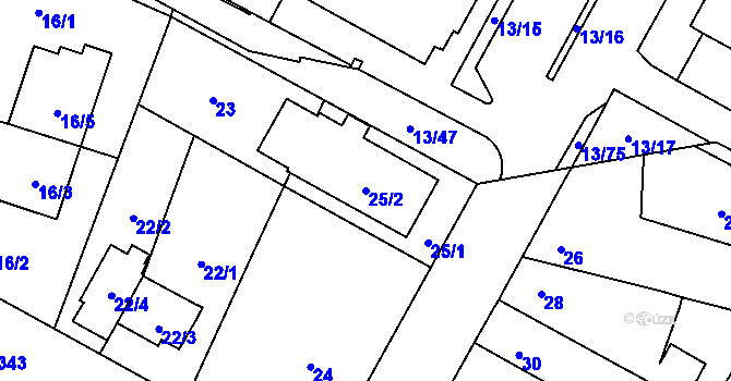 Parcela st. 25/2 v KÚ Miškovice, Katastrální mapa