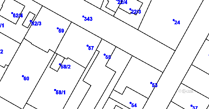Parcela st. 55 v KÚ Miškovice, Katastrální mapa