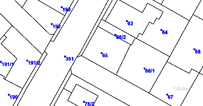 Parcela st. 65 v KÚ Miškovice, Katastrální mapa