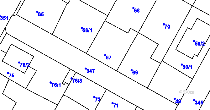 Parcela st. 67 v KÚ Miškovice, Katastrální mapa