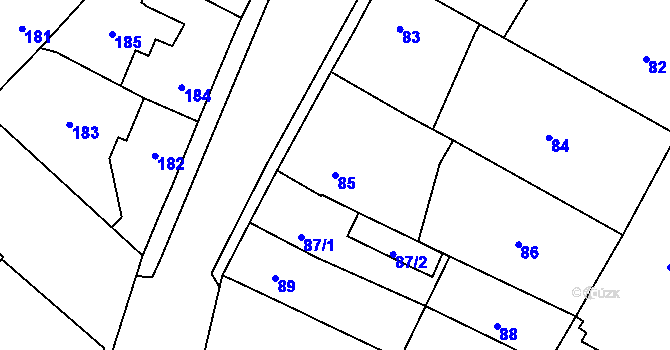 Parcela st. 85 v KÚ Miškovice, Katastrální mapa