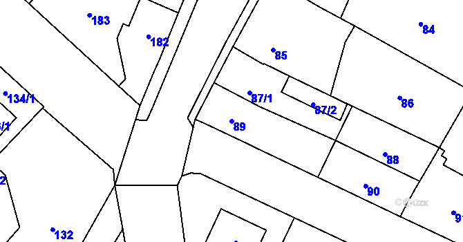 Parcela st. 89 v KÚ Miškovice, Katastrální mapa