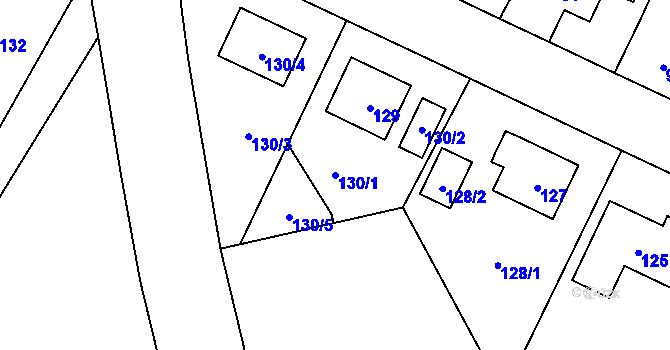 Parcela st. 130/1 v KÚ Miškovice, Katastrální mapa