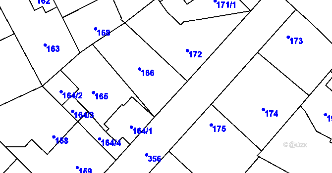 Parcela st. 166 v KÚ Miškovice, Katastrální mapa