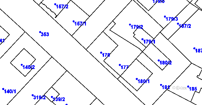 Parcela st. 178 v KÚ Miškovice, Katastrální mapa