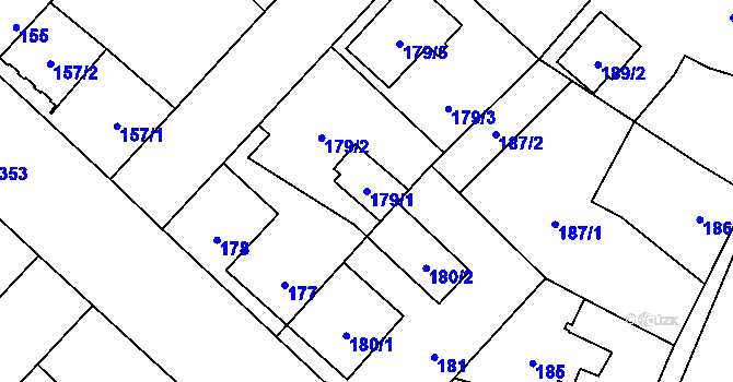 Parcela st. 179/1 v KÚ Miškovice, Katastrální mapa