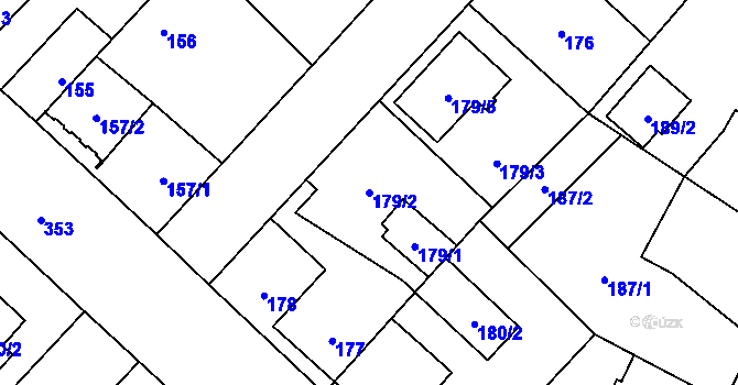 Parcela st. 179/2 v KÚ Miškovice, Katastrální mapa
