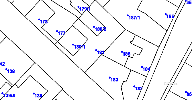 Parcela st. 181 v KÚ Miškovice, Katastrální mapa