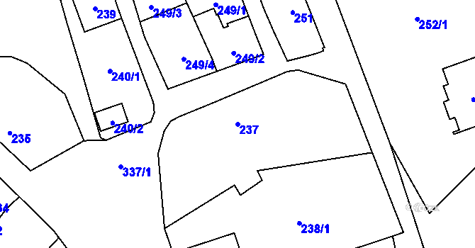 Parcela st. 237 v KÚ Miškovice, Katastrální mapa