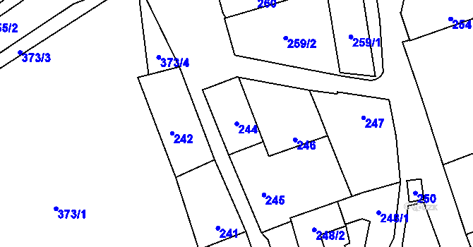 Parcela st. 244 v KÚ Miškovice, Katastrální mapa