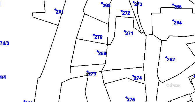 Parcela st. 269 v KÚ Miškovice, Katastrální mapa