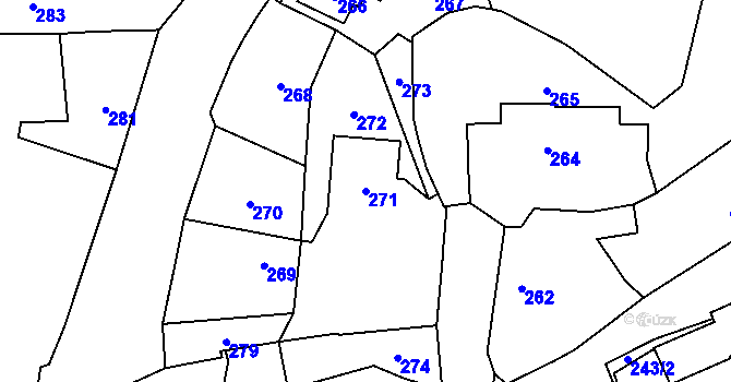 Parcela st. 271 v KÚ Miškovice, Katastrální mapa