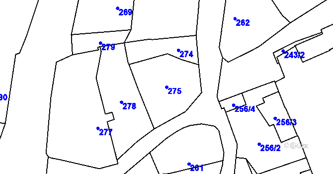 Parcela st. 275 v KÚ Miškovice, Katastrální mapa