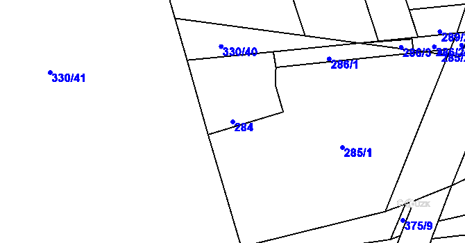 Parcela st. 284 v KÚ Miškovice, Katastrální mapa