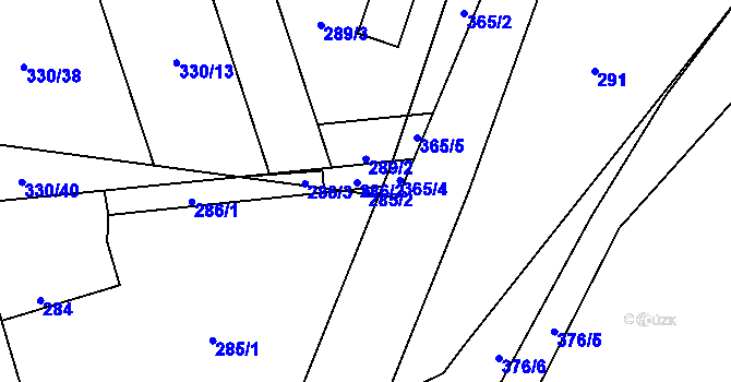 Parcela st. 285/2 v KÚ Miškovice, Katastrální mapa