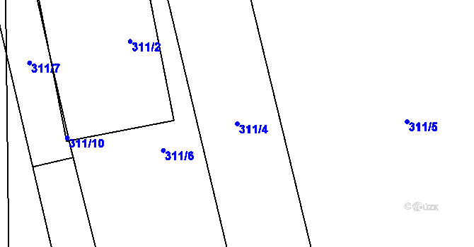 Parcela st. 311/4 v KÚ Miškovice, Katastrální mapa
