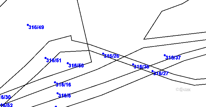 Parcela st. 316/26 v KÚ Miškovice, Katastrální mapa