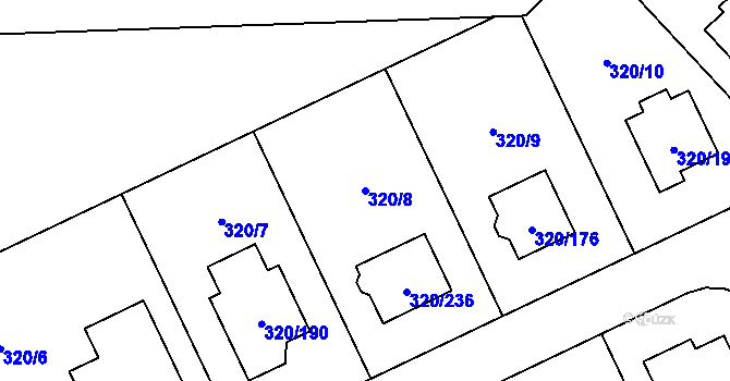 Parcela st. 320/8 v KÚ Miškovice, Katastrální mapa