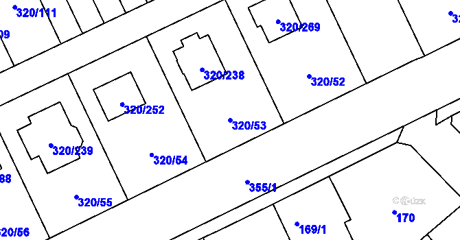Parcela st. 320/53 v KÚ Miškovice, Katastrální mapa