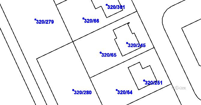 Parcela st. 320/65 v KÚ Miškovice, Katastrální mapa