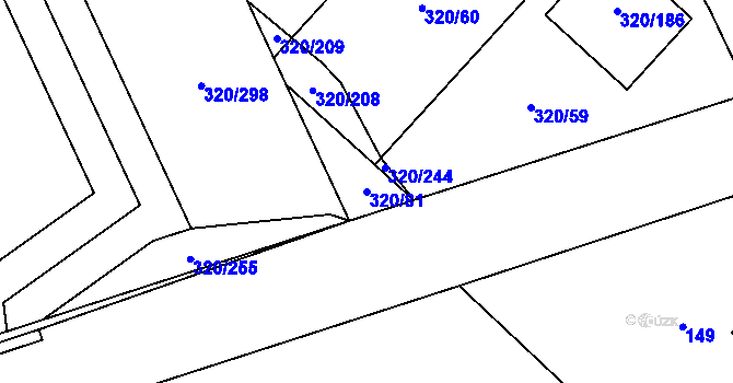 Parcela st. 320/81 v KÚ Miškovice, Katastrální mapa
