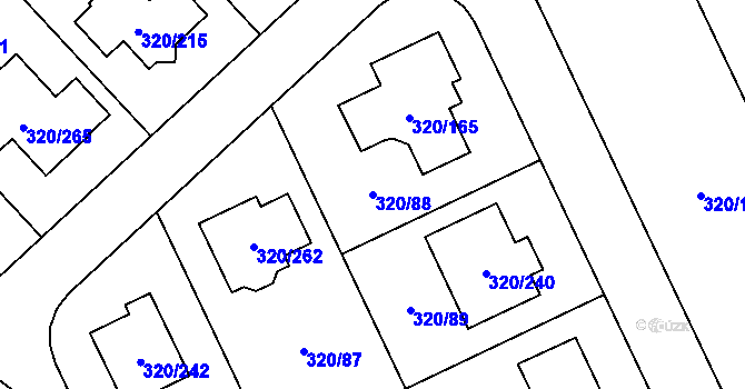 Parcela st. 320/88 v KÚ Miškovice, Katastrální mapa