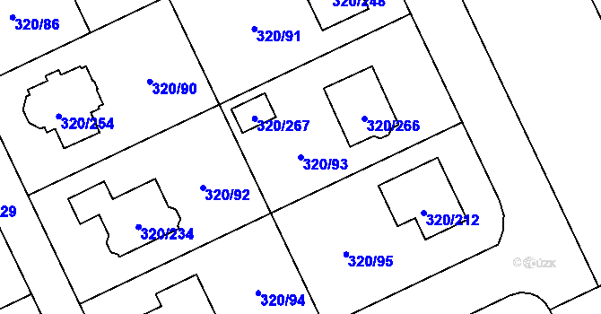 Parcela st. 320/93 v KÚ Miškovice, Katastrální mapa