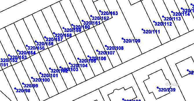 Parcela st. 320/107 v KÚ Miškovice, Katastrální mapa