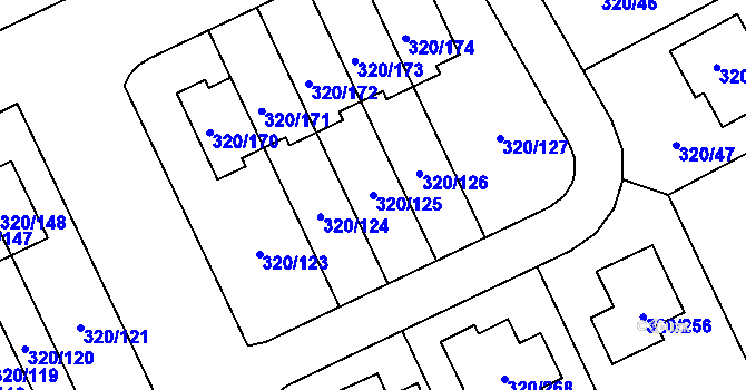 Parcela st. 320/125 v KÚ Miškovice, Katastrální mapa