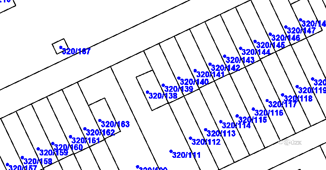 Parcela st. 320/139 v KÚ Miškovice, Katastrální mapa