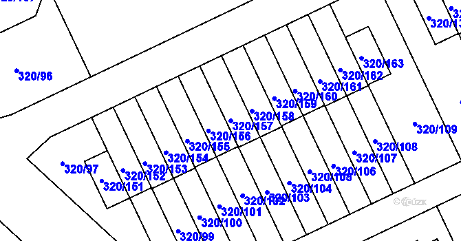 Parcela st. 320/157 v KÚ Miškovice, Katastrální mapa