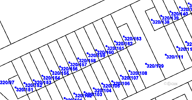 Parcela st. 320/160 v KÚ Miškovice, Katastrální mapa