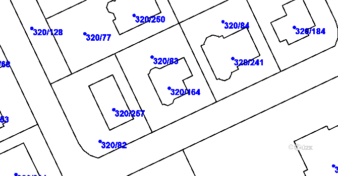 Parcela st. 320/164 v KÚ Miškovice, Katastrální mapa