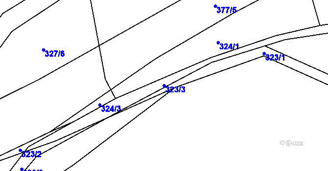 Parcela st. 323/3 v KÚ Miškovice, Katastrální mapa