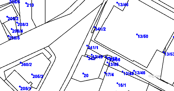 Parcela st. 341/1 v KÚ Miškovice, Katastrální mapa